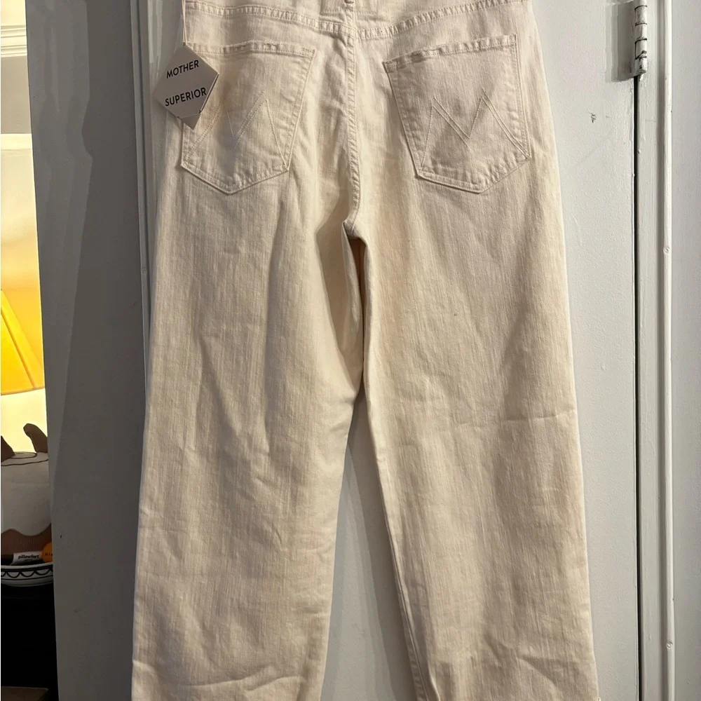 New Mother Superior Off White cre Spitfire Ankle Cuff Wide Jeans 30 $ 238 - Picture 2 of 7